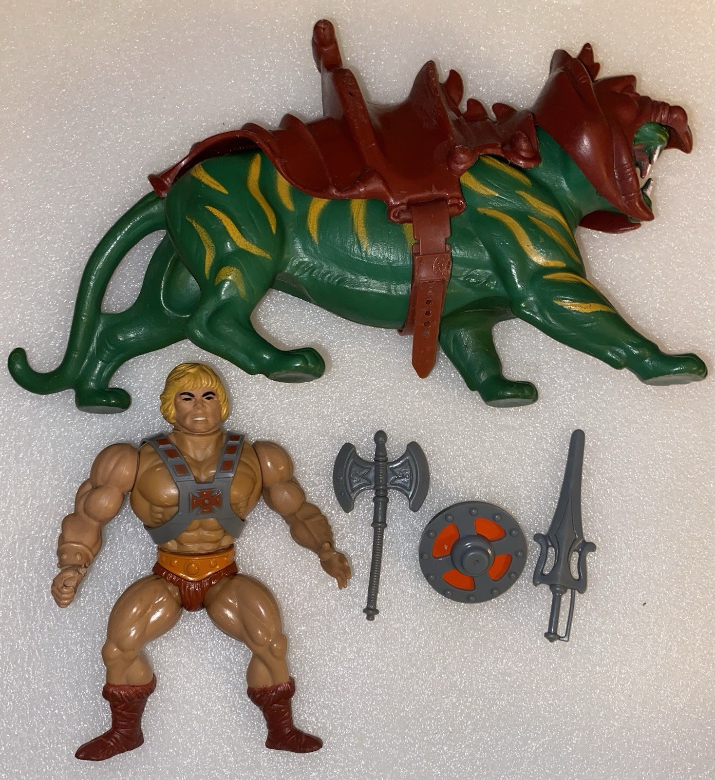 He-Man and Battle Cat Vintage Motu Figures Complete