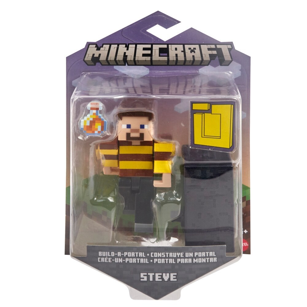 Minecraft Build-a-Portal Action Figure: BEE SHIRT STEVE (w/ Potion) HDV17