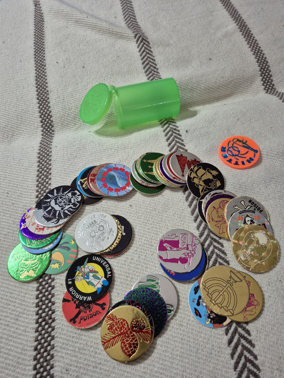 Pogs Vintage Milk Caps Assorted Retro Gaming Lot With 1 Slammer