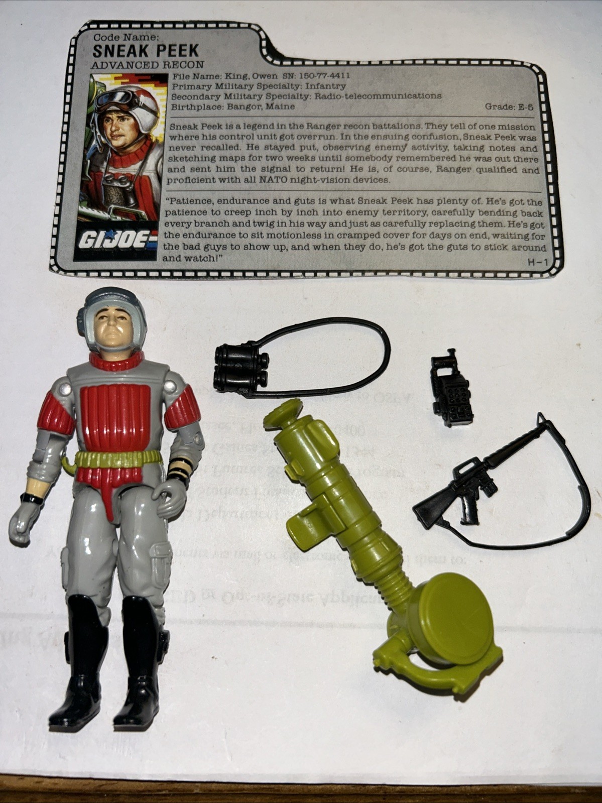Vintage GI Joe – 1987 SNEAK PEEK – HASBRO W/ File Card SL