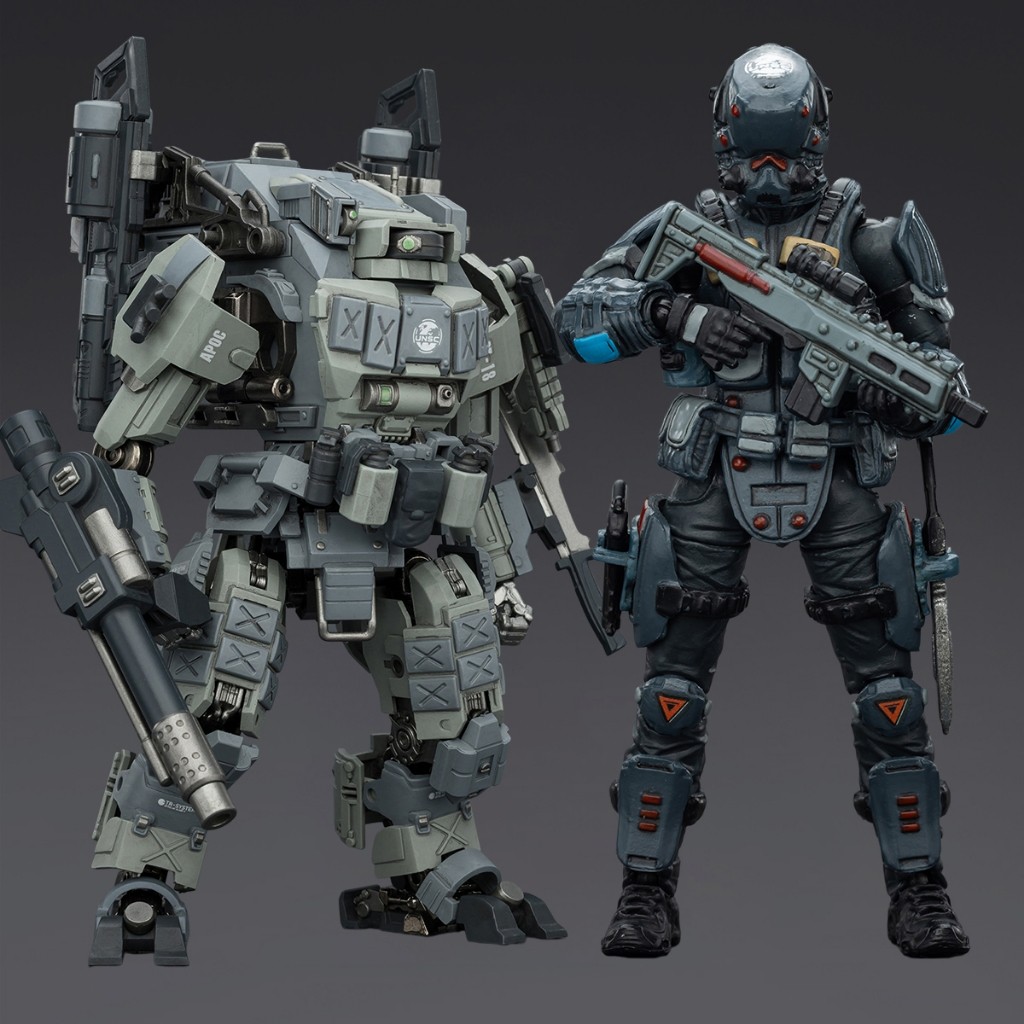 HIPLAY JOYTOY APOC Series Bedrock Fury Fire Strike Mech + UNSC Assaulter Lucas