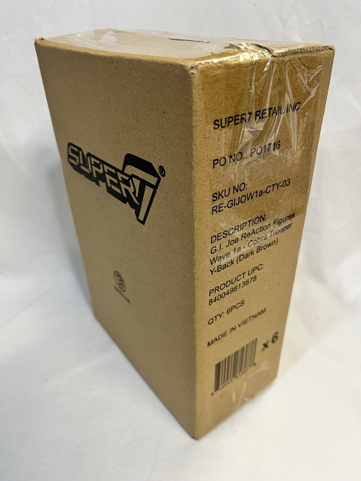 Sealed Retail Box of 6 Super7 ReAction GI Joe Cobra Trooper Y-Back, Dark Skin!!!