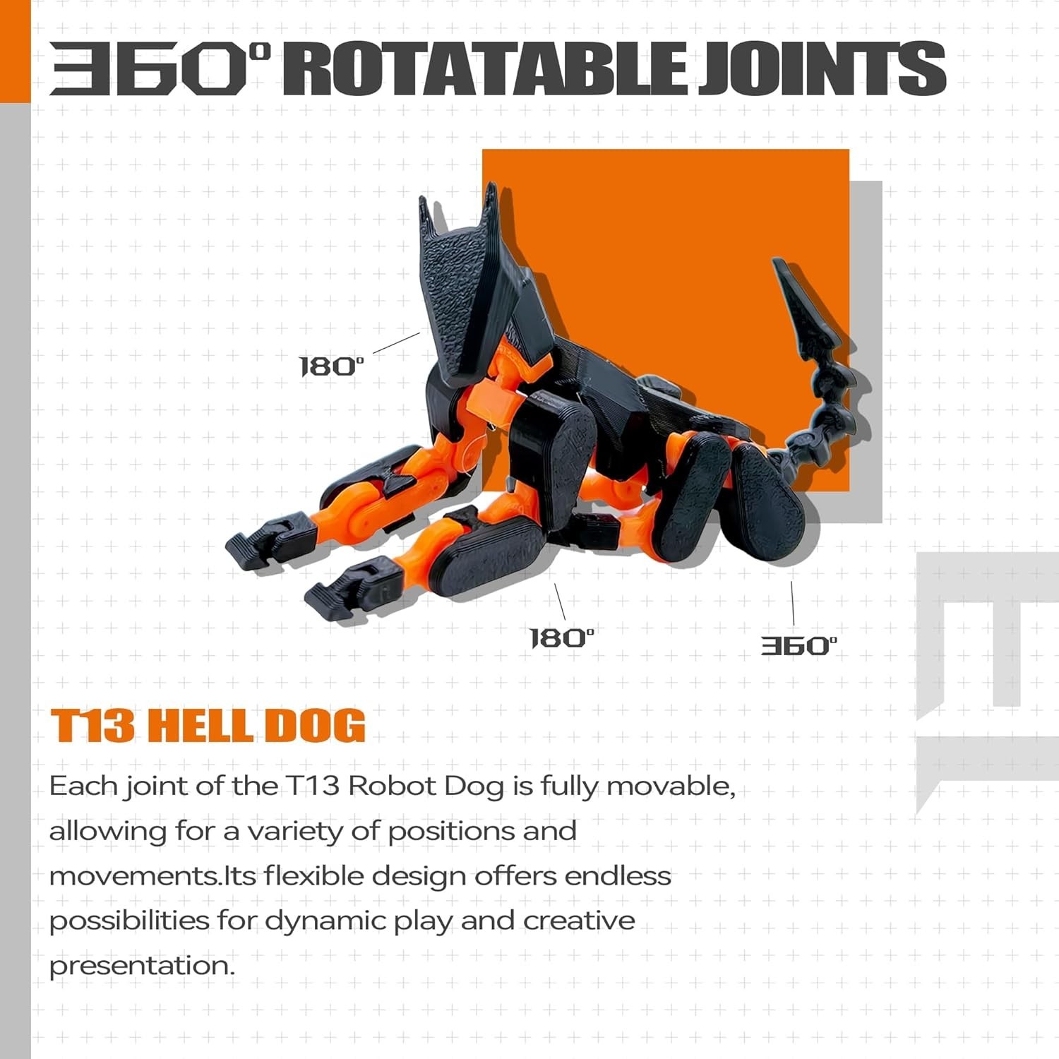 Action Figure Set 3D Printed Poseable Toy Miniature Collectible Black Orange