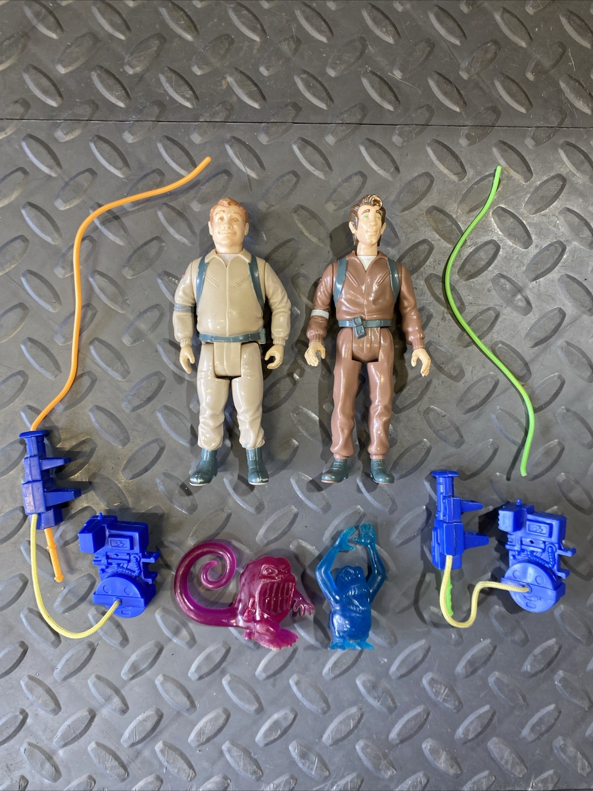 Vintage 1984 Kenner The Real Ghostbusters Venkman & Ray Proton Packs Ghosts Lot