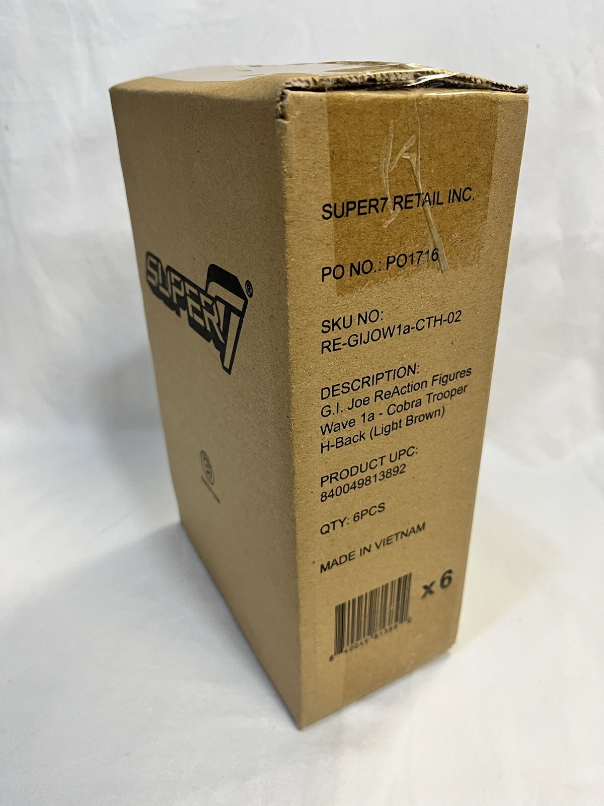 Sealed Retail Box of 6 Super7 ReAction GI Joe Cobra Trooper H-Back, Light Brown!