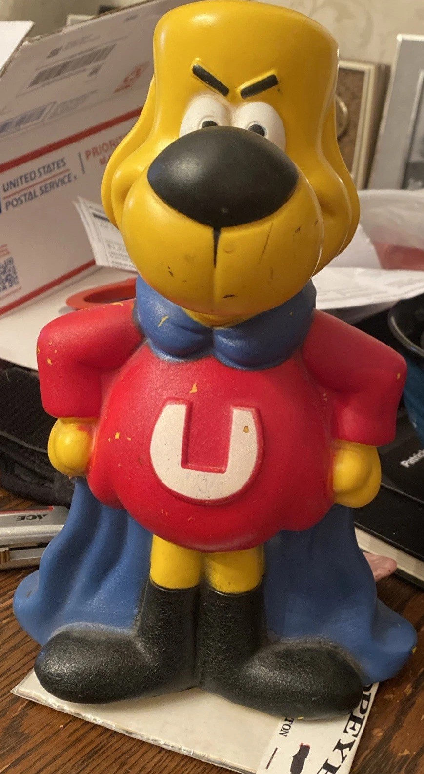 1973 UNDERDOG COIN BANK Large Size NICE Shape Original Stopper