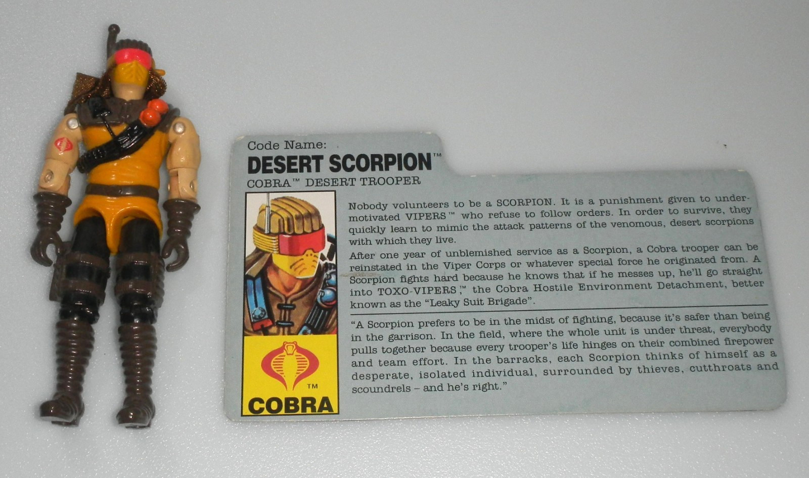 Vintage 1991 Desert Scorpion & File Card G.I. GI Joe Cobra Figure 3.75 ARAH Lot