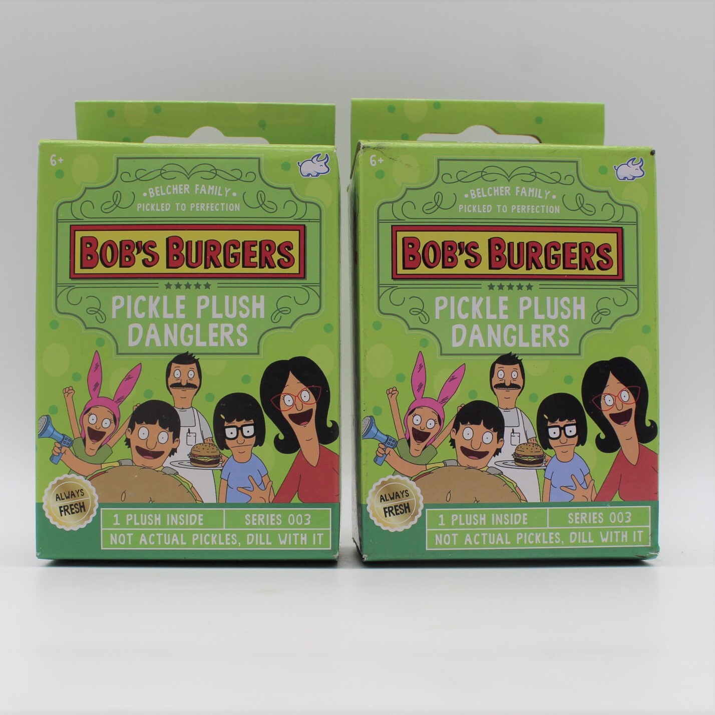 Lot of 2 Bob&rsquo;s Burgers Pickle Plush Danglers Series 003 Bullsitoy, SEALED