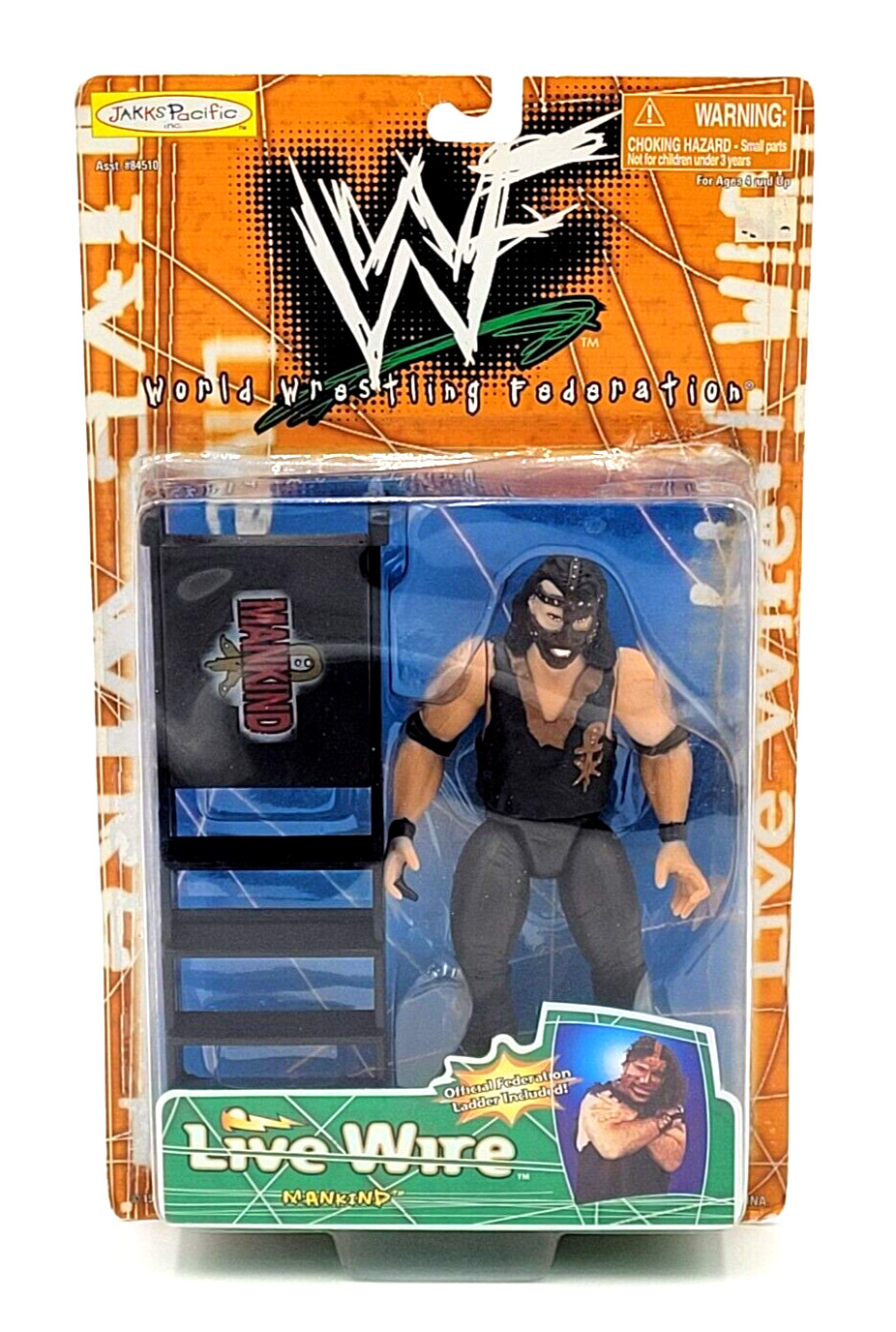Jakks Pacific 1998 WWF Live Wire Mankind Wrestling Action Figure