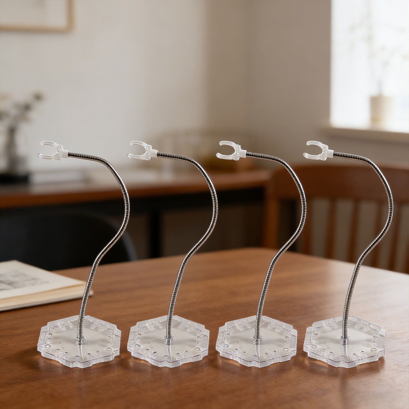 4 Pack Clear Action Figure Stand Action Display Holder Metal Support Arm