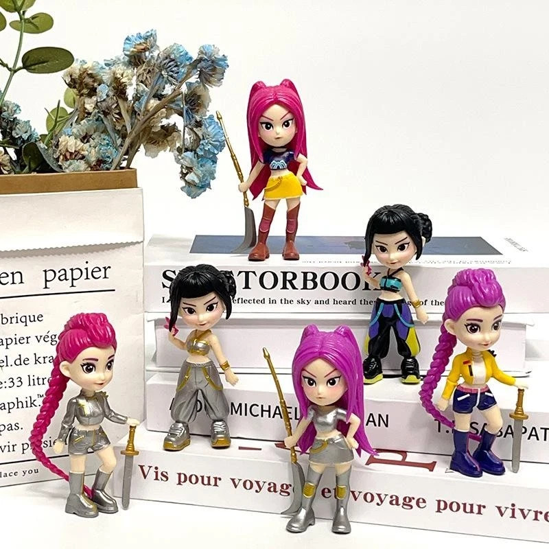6pcs Kpop Demon Hunters Figures Set Rumi Mira Zoey PVC Action Model Toys Gift
