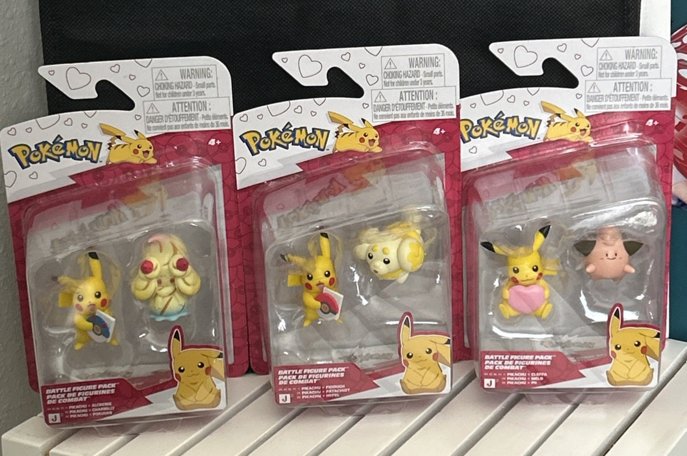 POKEMON BATTLE FIGURE PACK 2025 Valentines Pikachu & Lot Of 3