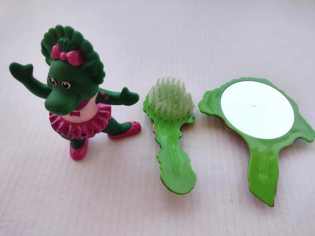 Vtg Barney and Friends Lot Baby Bop Figure- Hair brush and Mirror Lyons Group