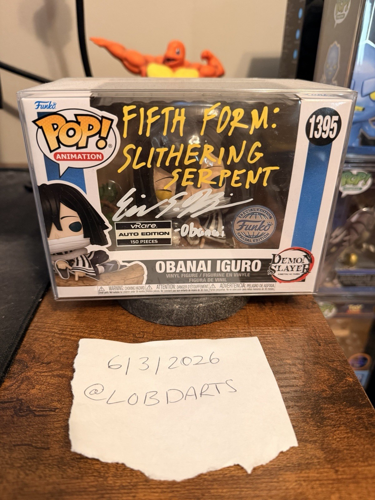Funko Pop! Animation Demon Slayer Obanai Iguro #1395 Signed JSA AN85147