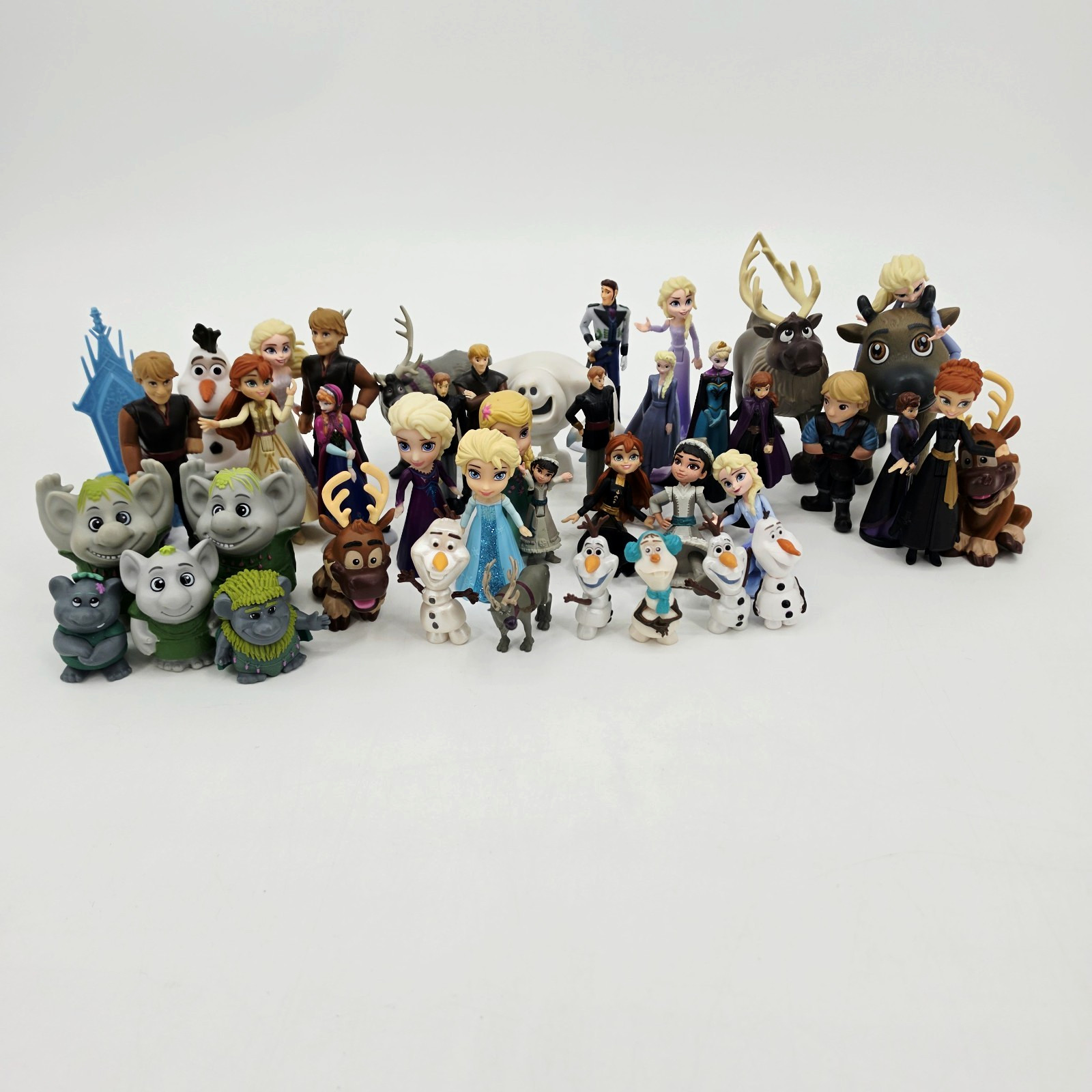 Disney Frozen Figure Mixed Lot of 44 Pieces Elsa Anna Olaf Sven Kristoff Trolls