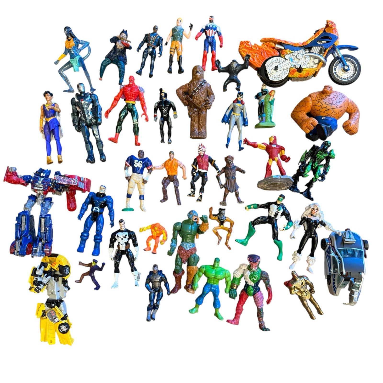 Mixed Lot Of Action Figures DC Marvel Transformers Comic Book Hero’s Villains