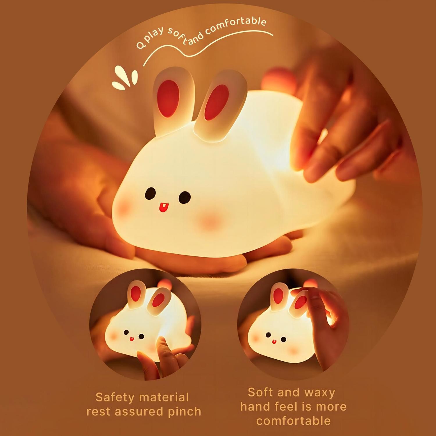 Cute LED Night Light Panda Sheep Rabbit Silicone Night Lights USB Rechargeable