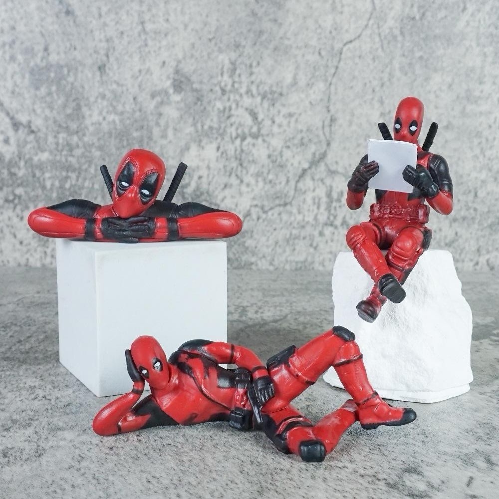 3Pcs Collectible Deadpool Action Figure Perfect Gift for Kids and car decoration