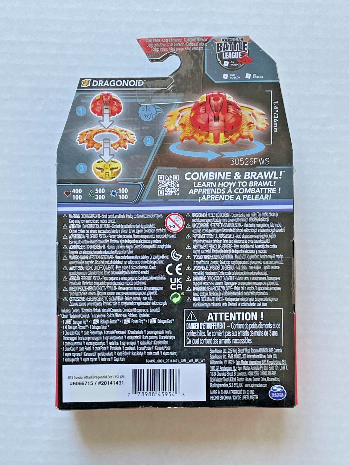 Bakugan Red & Yellow Special Attack Dragonoid ActionFigure Spin Master #20141491