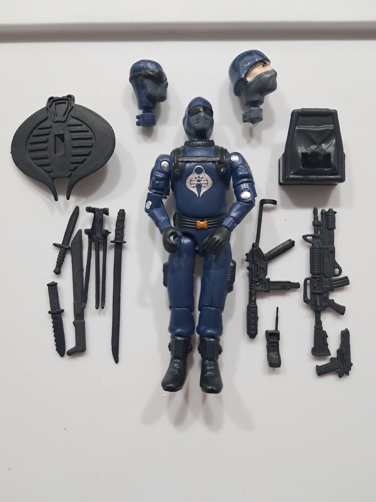 Gi Joe Black Major Snake Eyes Cobra Invasor Trooper Dark Blue Silver Emblem