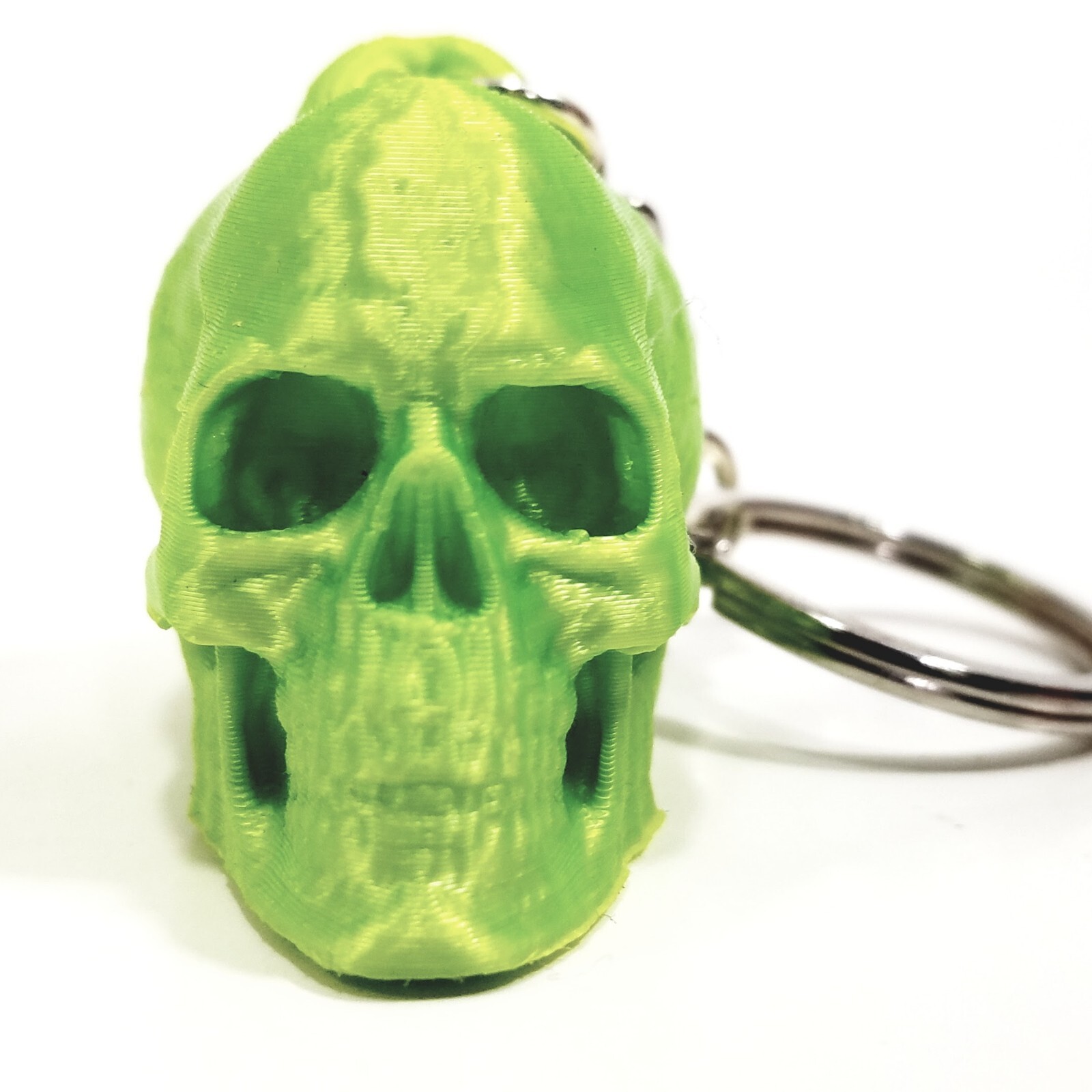 FlexiMech Skeleton Detailed 3d Printed Skull -Silver Tone KeyChain Choose Color