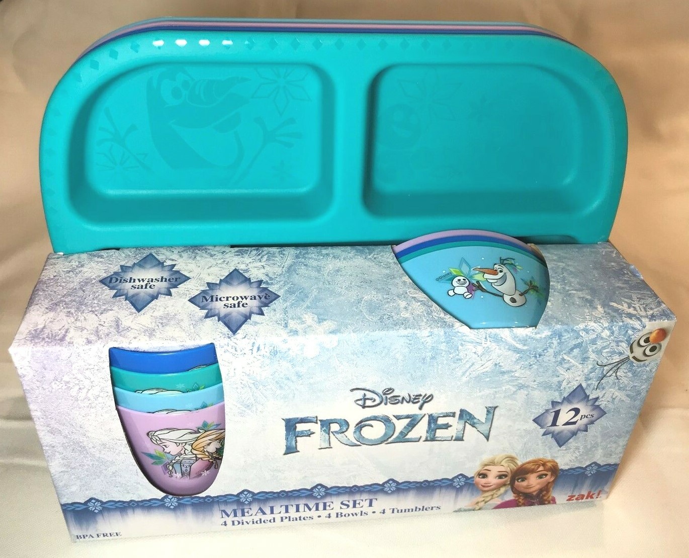 Disney Frozen Mealtime set/New in the box BPA free 12 peices