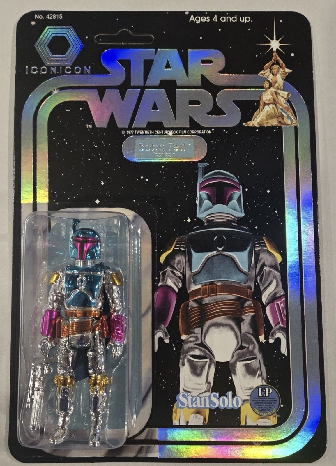 Stan Solo Unpunched Star Wars Custom Figure – Iconicon Chrome Boba Fett MOC