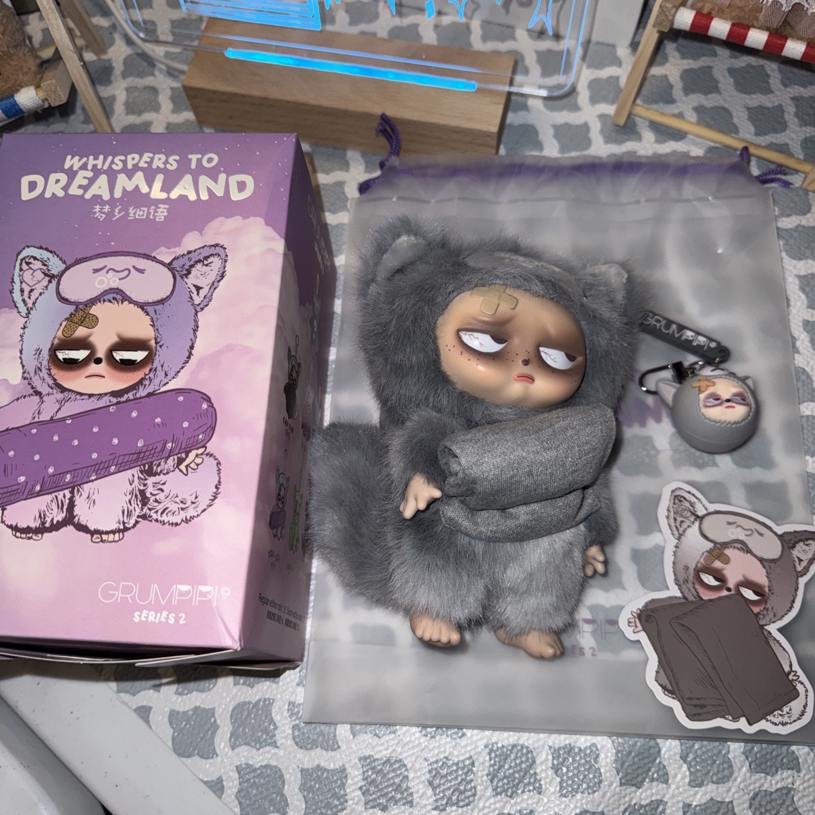 NEW V2 Sleepless Grumpipi Whispers To Dreamland Confirmed FAN FAN + Keychain