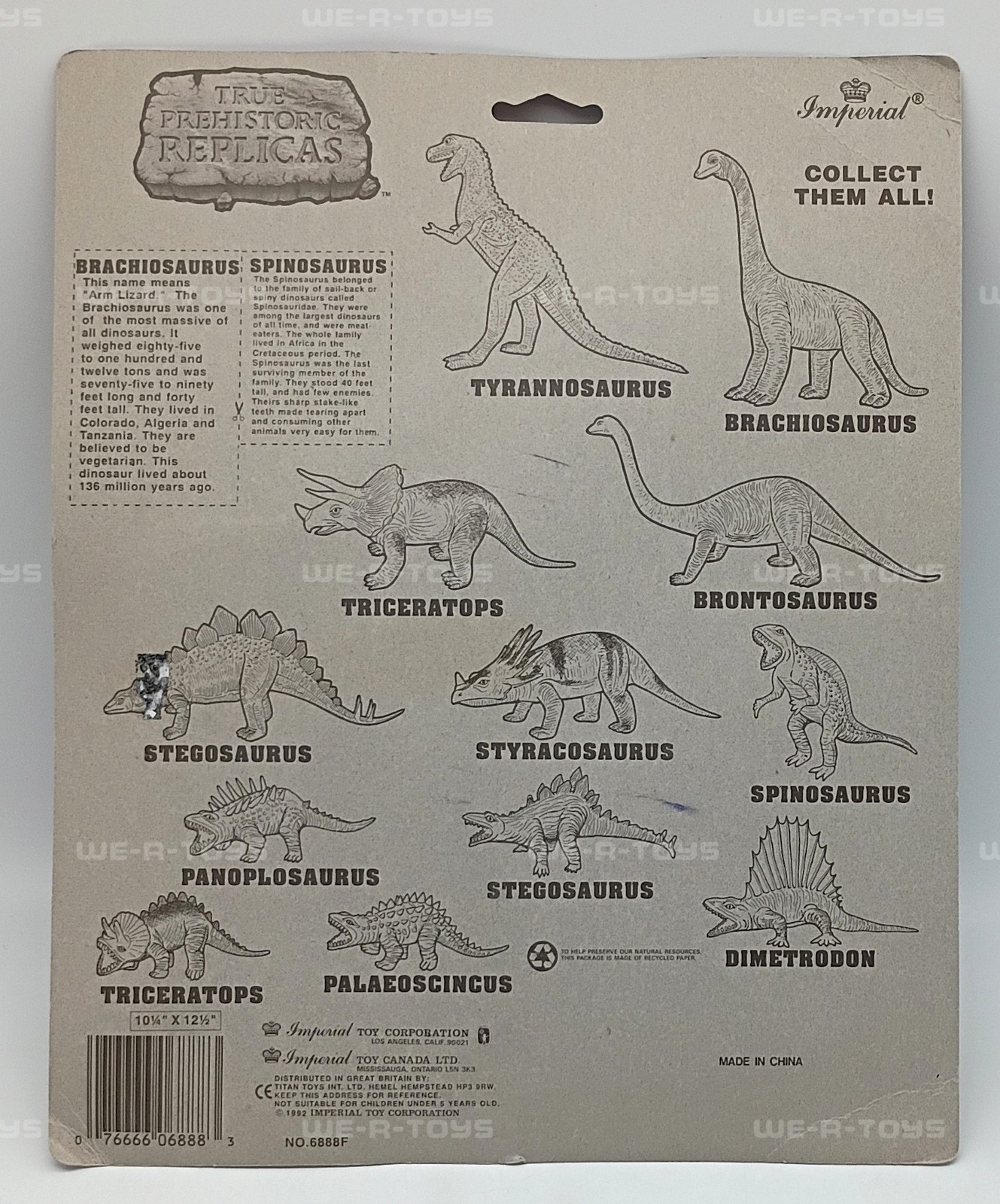 True Prehistoric Replicas Brachiosaurus & Spinosaurus Dinosaur Set Imperial 1992
