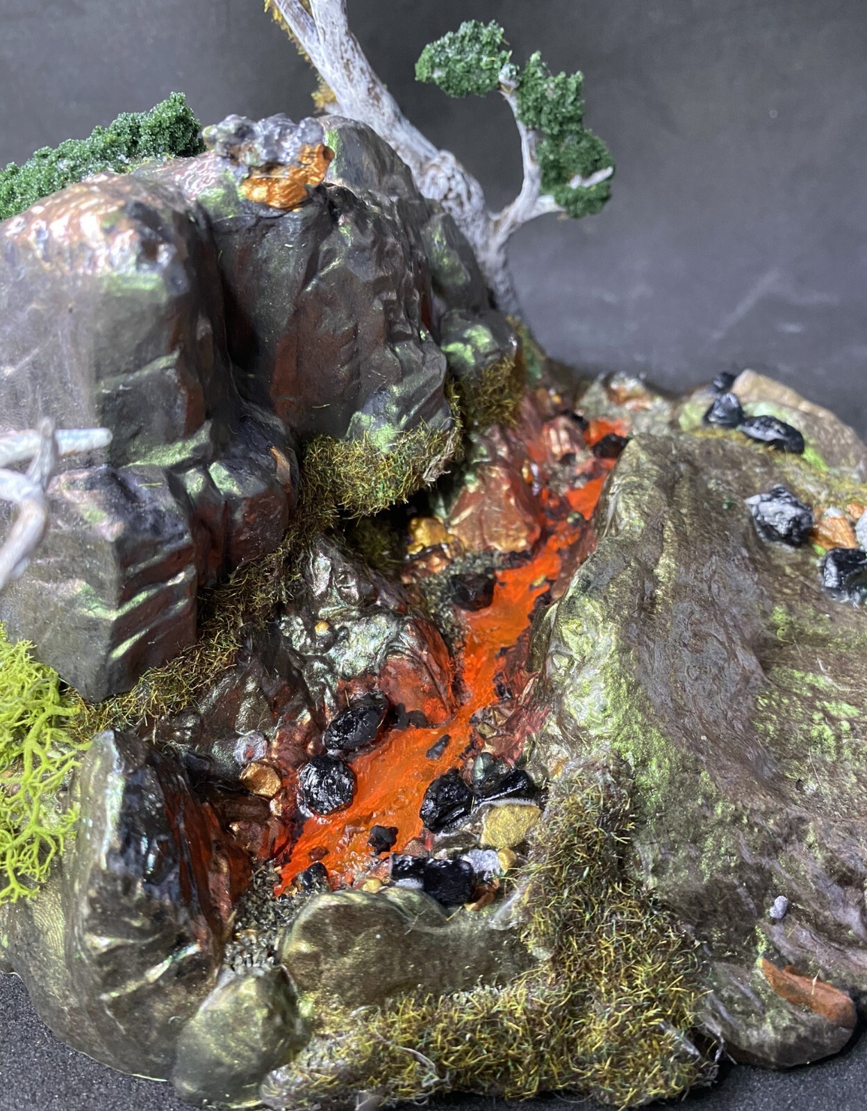Lava Light Up Action Figure Base Custom Designed 7&Prime;x 10&Prime; Diorama Tabletop Gaming