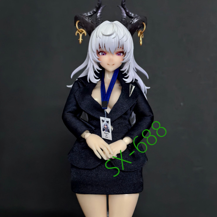 for 6&Prime; Snail Shell Eileen Action Figure1/12 Navy Suit & Pencil Skirt Outfit