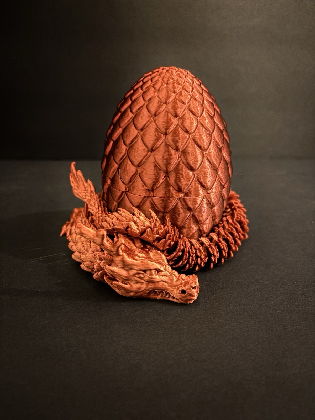 3D Printed Dragon Egg with 2 Dragons – 18in and 12in Movable Articulated