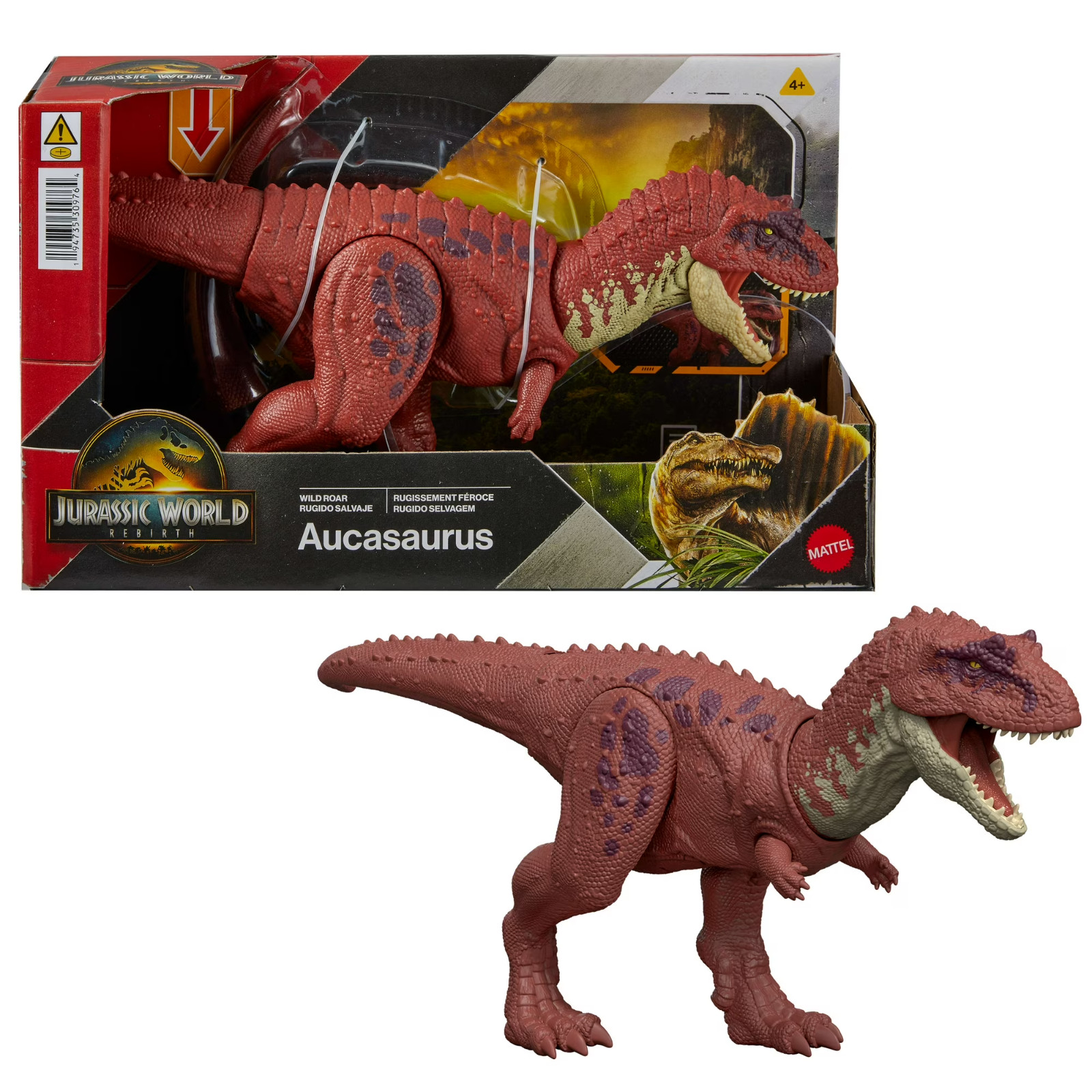 Jurassic World Rebirth Wild Roar Aucasaurus Dinosaur Toy