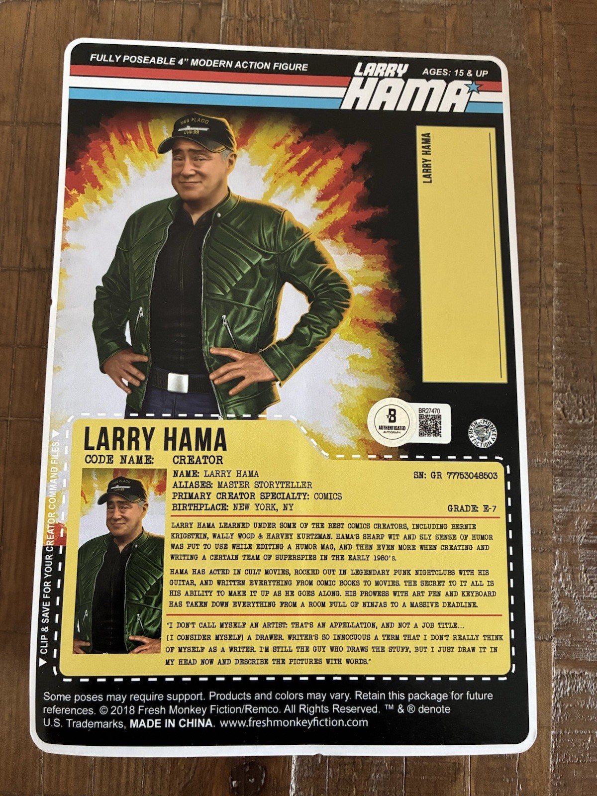 Larry Hama Signed GI Joe Creator Action Figure Beckett BAS