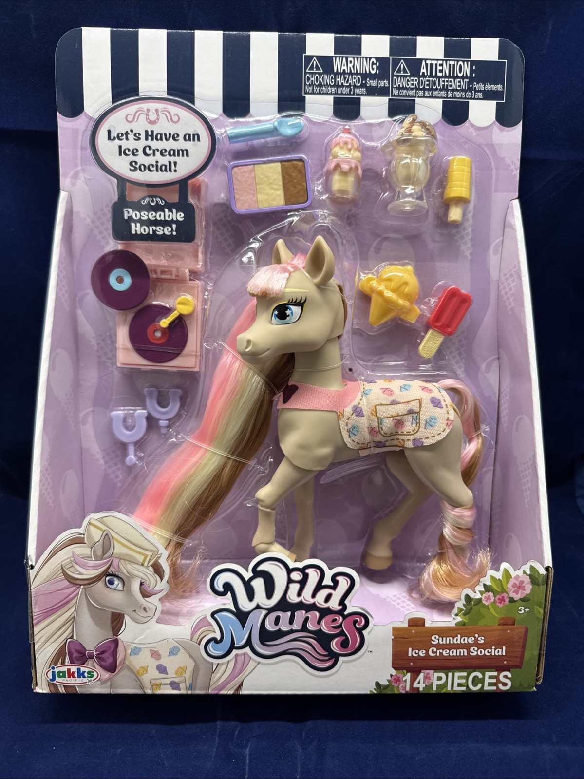 Wild Manes Sundae&rsquo;s Ice Cream Social Poseable Horse Pony Toy 14 Pieces – NIB
