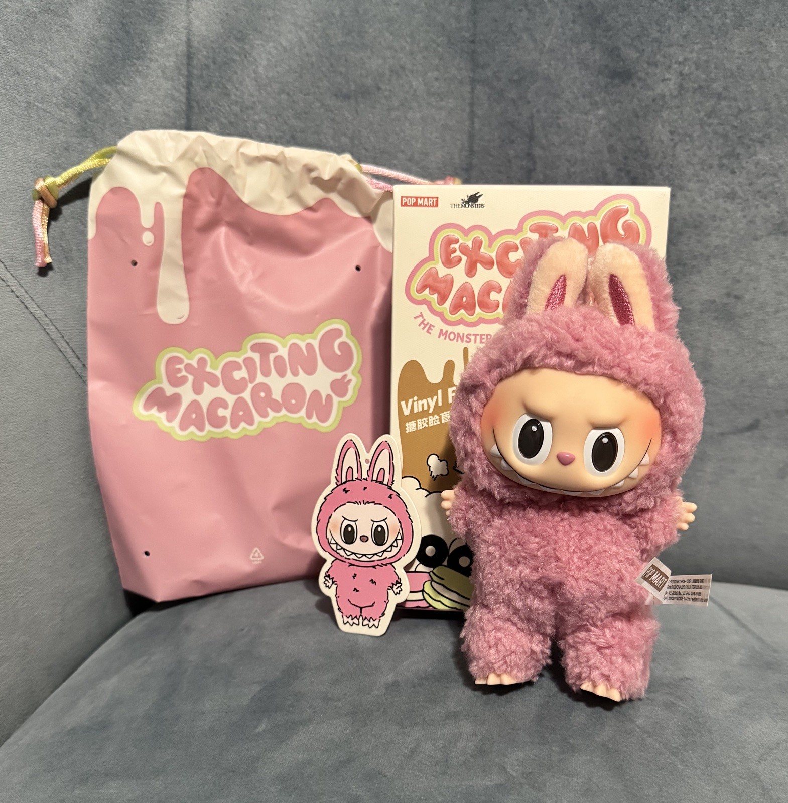 Authentic POP MART Labubu Exciting Macaron Vinyl Plush Opened Box – Lychee Berry