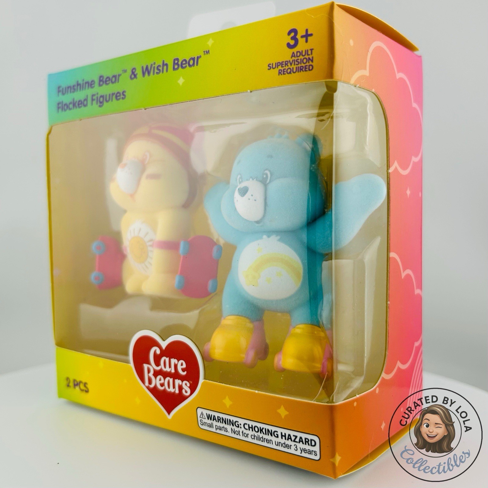 Care Bears Figures Funshine & Wish Bear Roller Skates 2pc Set Cloudco NIB