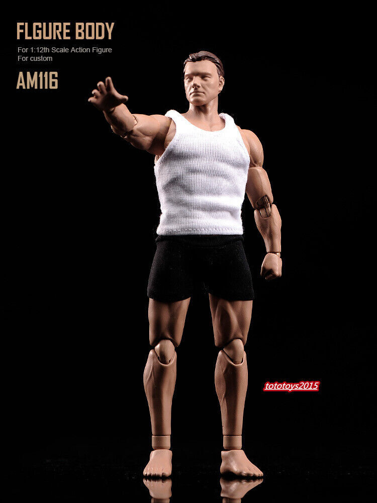 In STOCK 1:12 Flexible Male Joint Suntan Figure Body Head Doll Model Action Toy