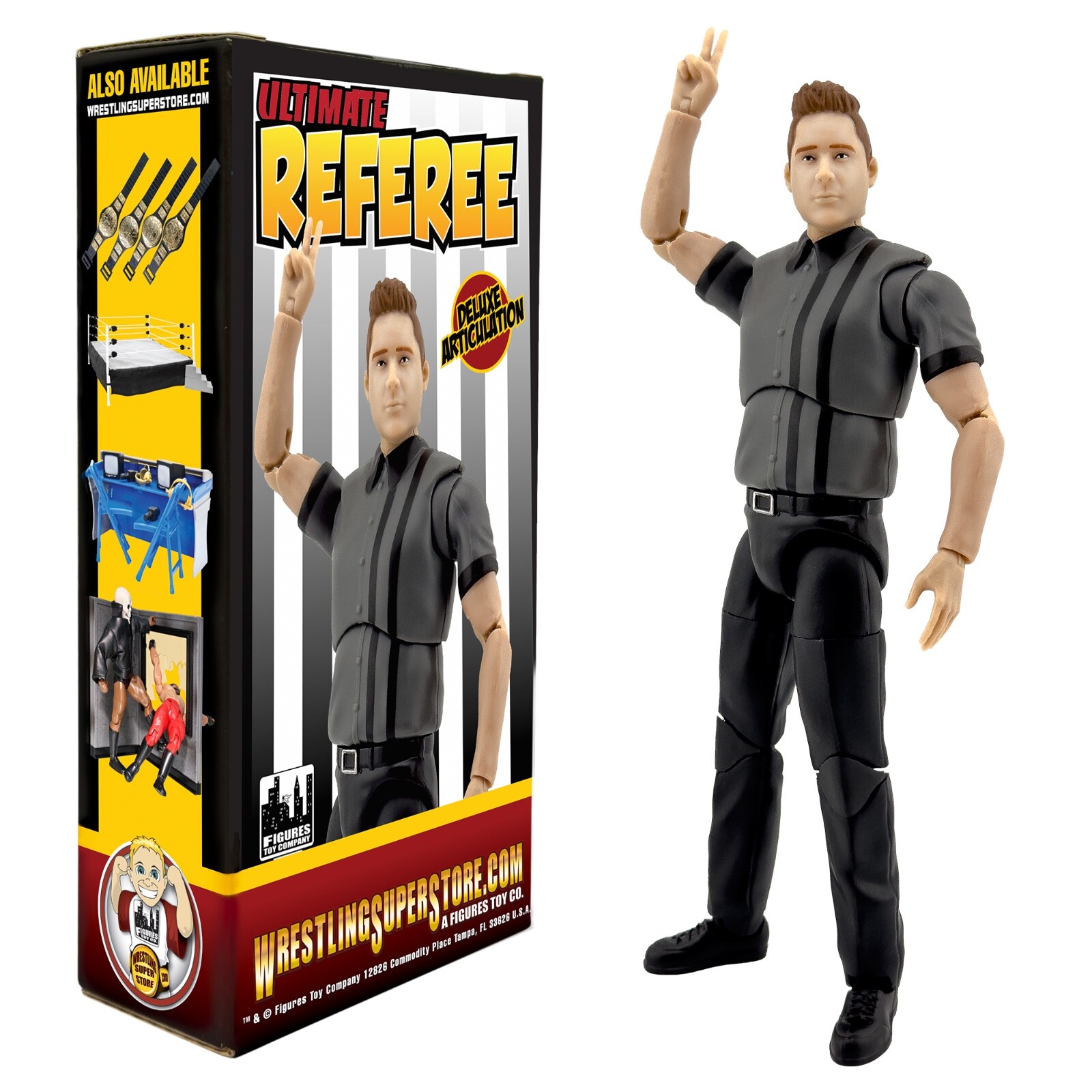 Ultimate Dark Gray Referee with Deluxe Articulation for WWE & AEW Figures
