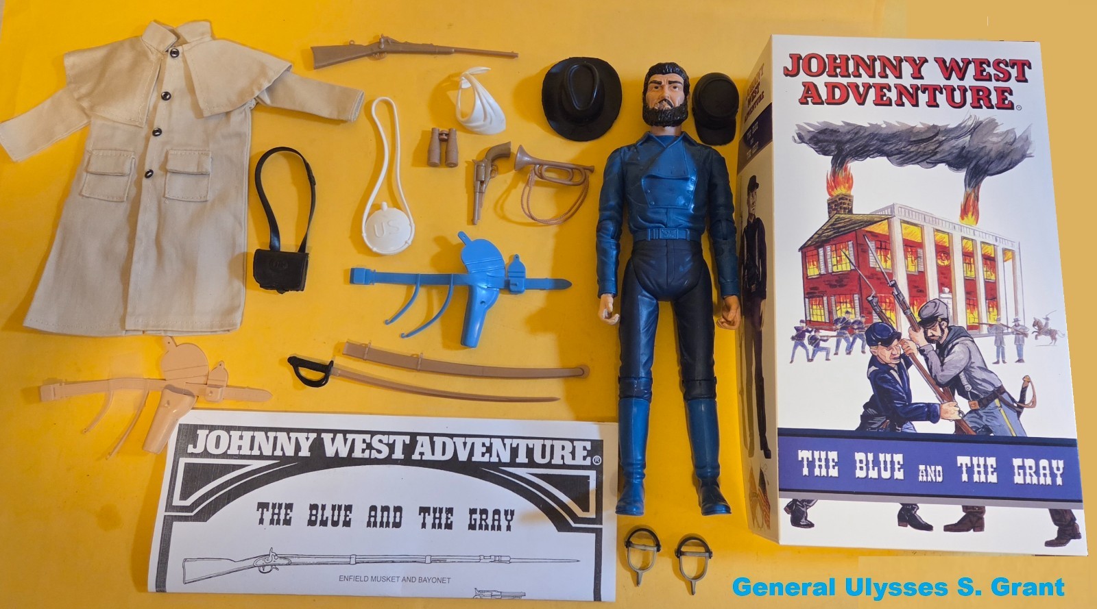 Custom General Ulysses S Grant + 18 Accessories Box Manual Marx Civil War West
