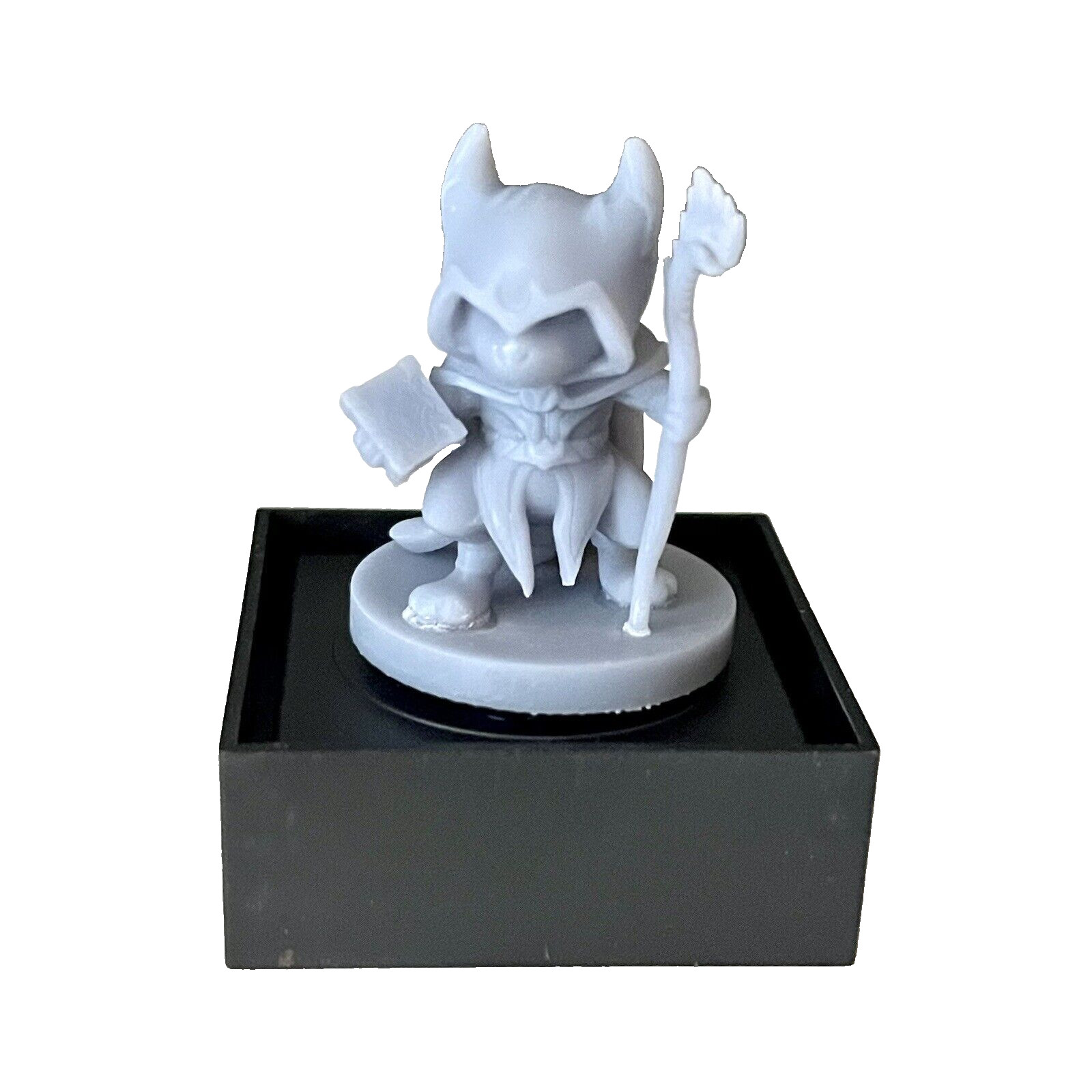 3D Printed Miniature Minis with Plastic Dome Fantasy Cosplay Warrior Gray Resin