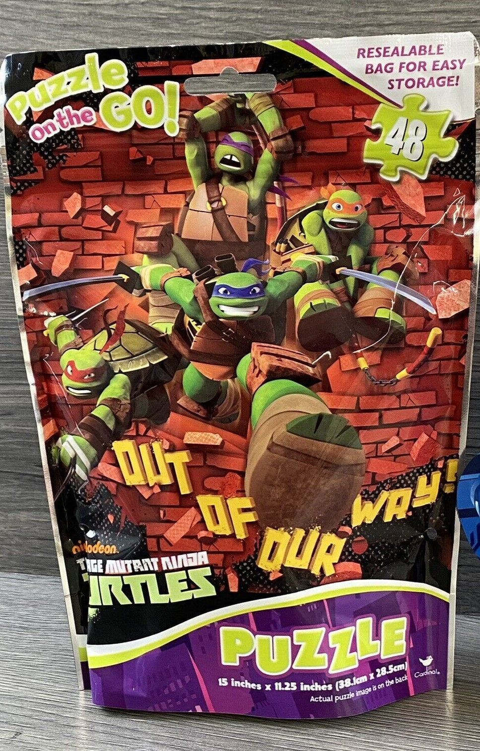 TMNT 48 Piece Puzzle On The Go! 15”x11.25” Resealable Bag New