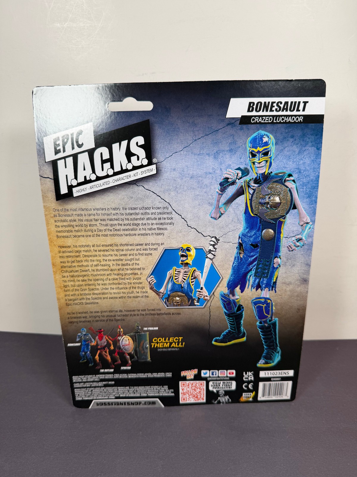 Boss Fight Studio Epic Hacks BONESAULT Crazed Luchador 6&Prime; Figure Skeleton