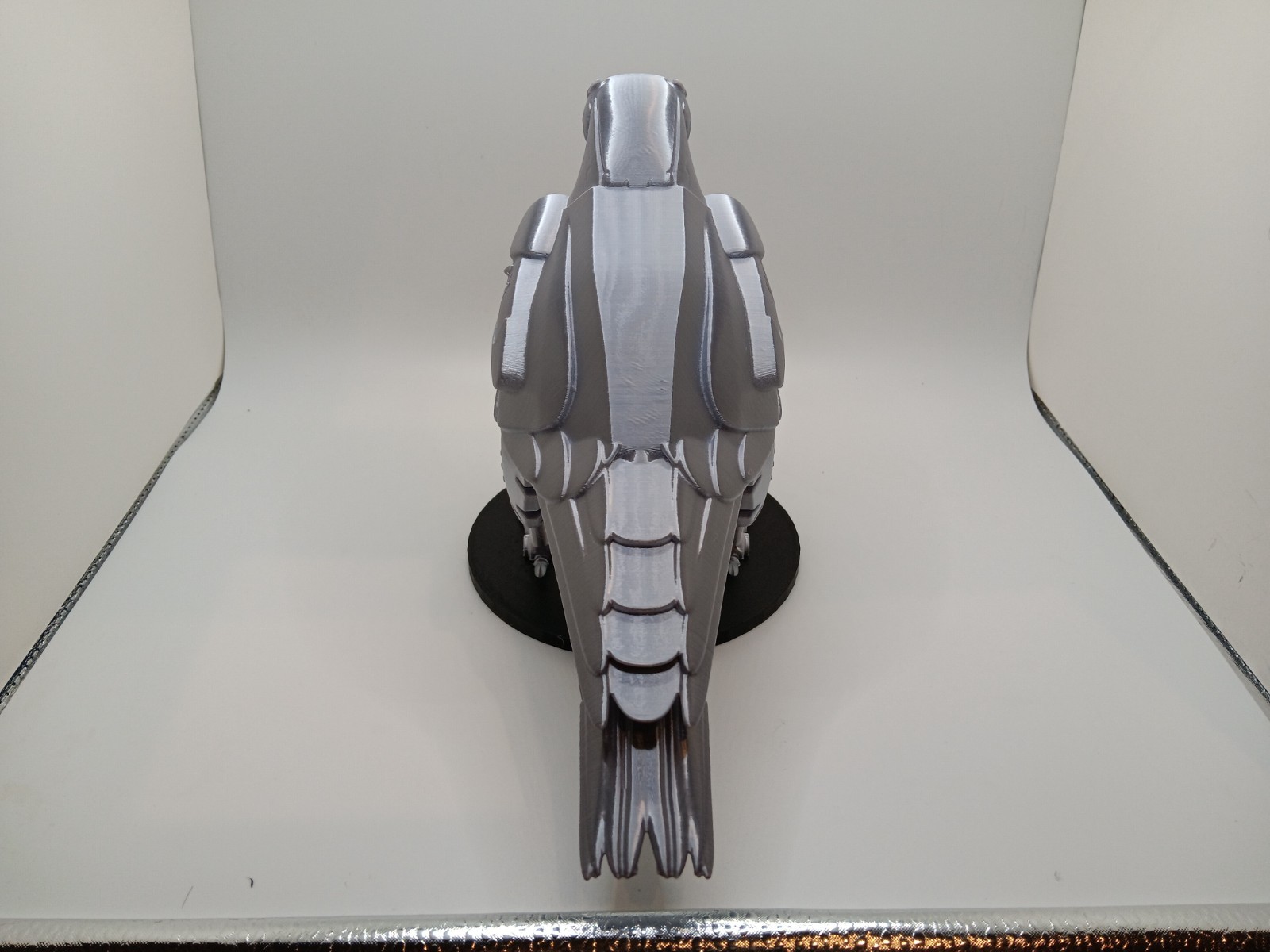 Retro Silverhawks Tally Hawk statue figure 7&Prime; 3D printed metallic silver plastic