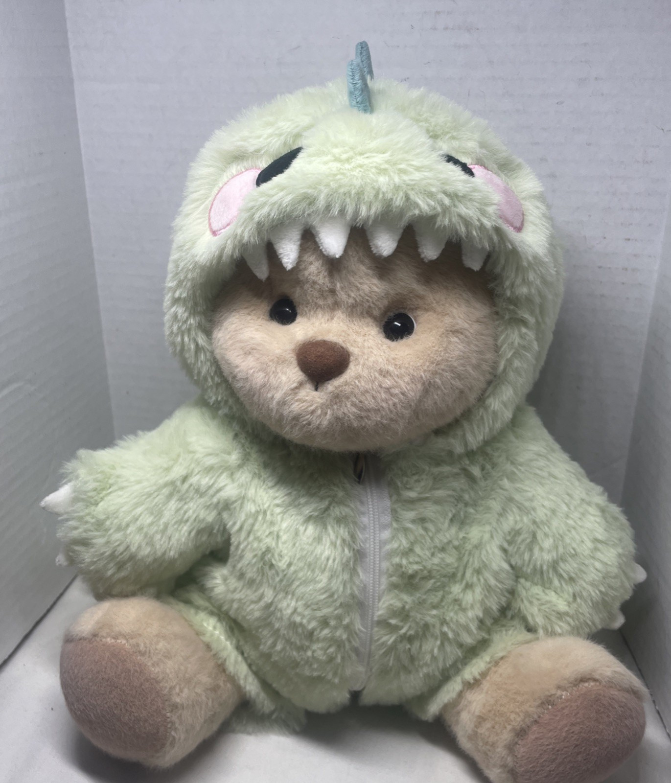 Handmade 12&Prime; Fully Jointed Green Dinosaur Teddy Bear Plush Get A Hug Co. NWOT
