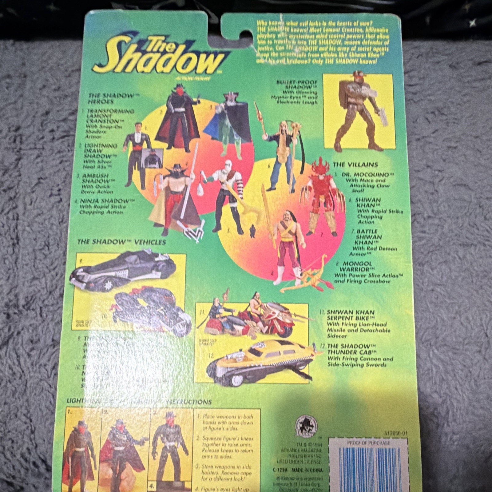 The Shadow Lightning Draw Shadow Action Figure Boxed w/ Gun 1994