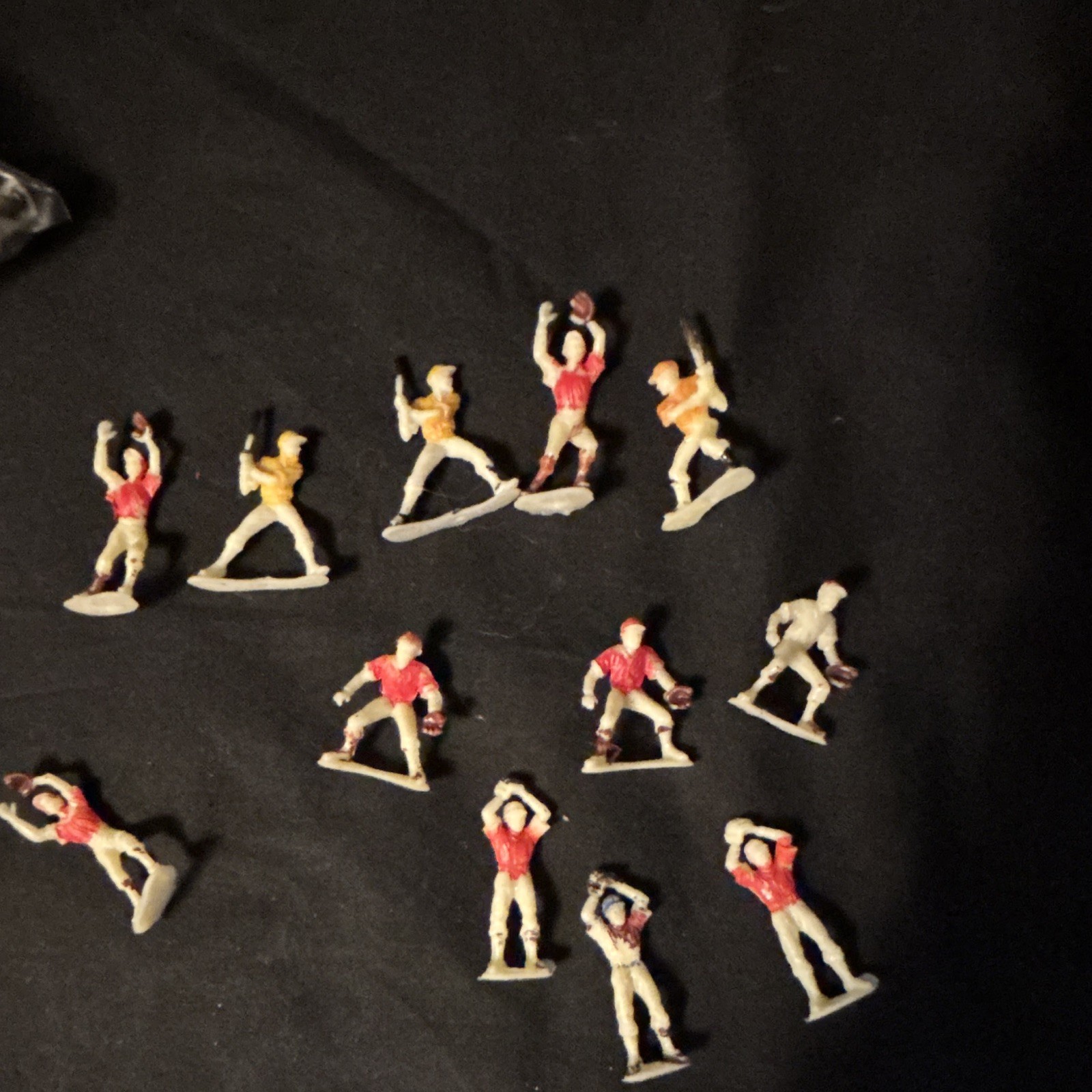 Miniature Plastic Baseball Player Figures Mixed Lot Set 2in Red/White/Brown READ