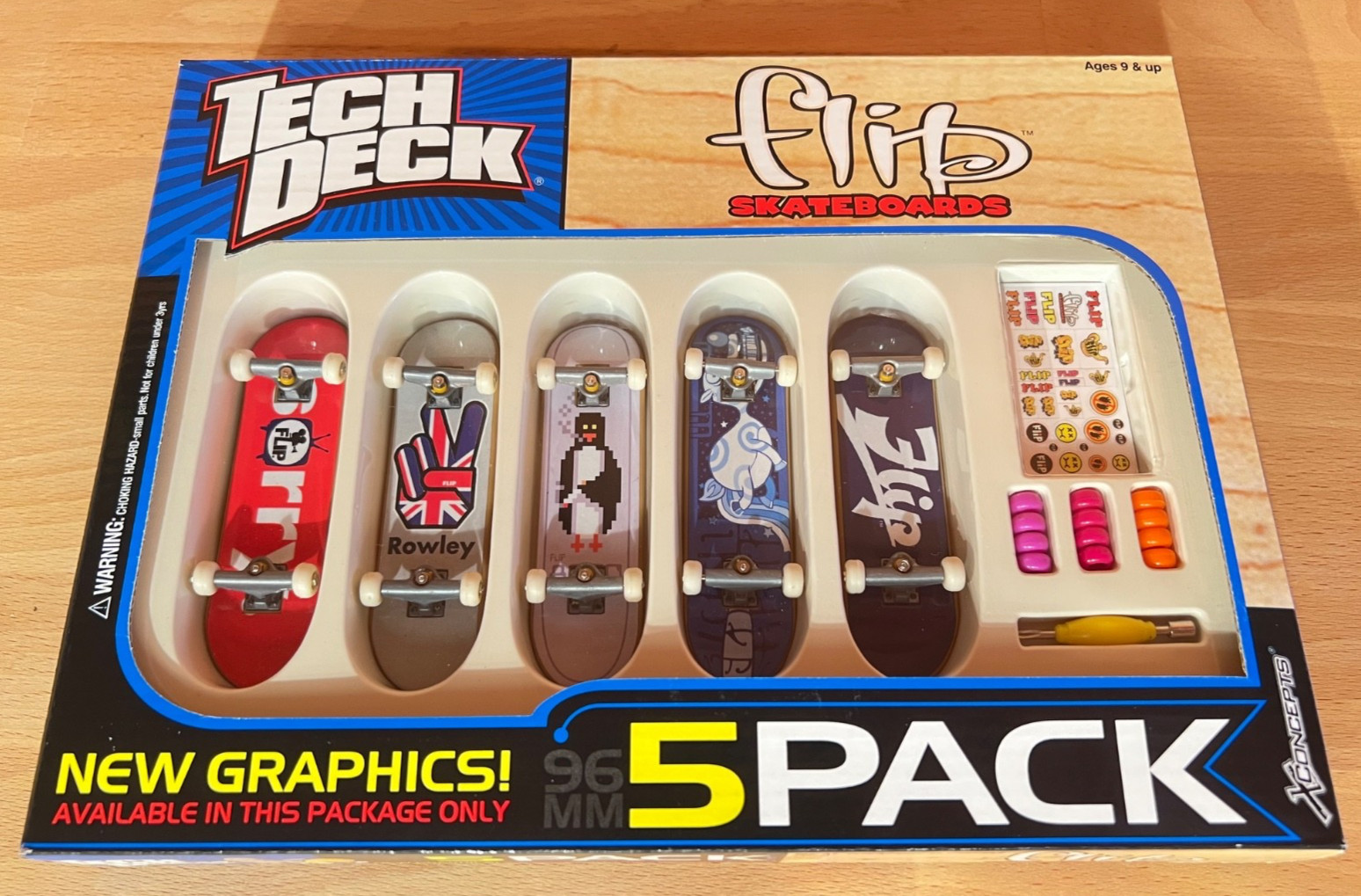 2002 Tech Deck FLIP Skateboards 5 Pack Fingerboards Geoff Rowley EXCLUSIVE ART