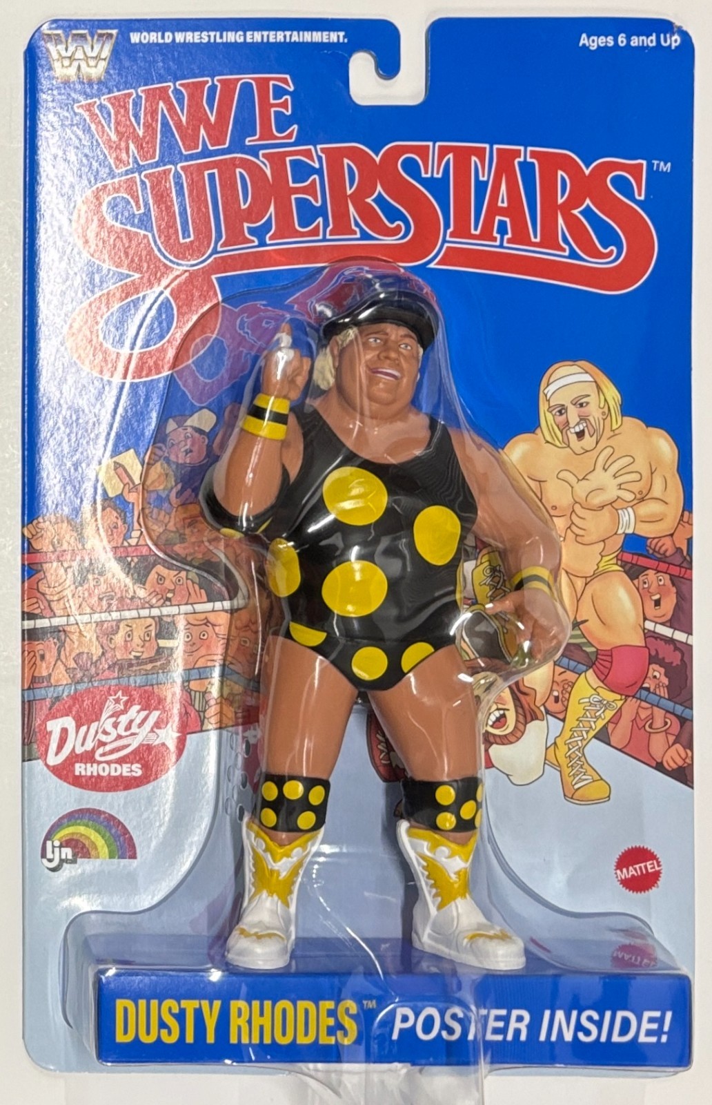 2025 Dusty Rhodes LJN Mattel WWF WWE Superstars 80s Figure Blue Card (Light) New