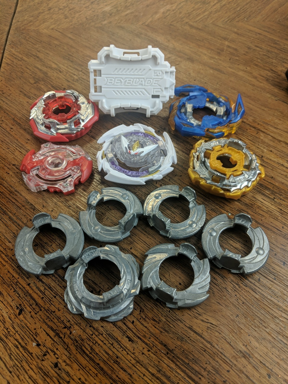 Assorted Small Lot of Beyblade Bay Blades Launchers & Parts Metal & Plastic